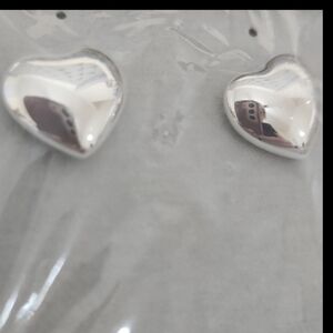 Cabouchon Silver Heart Plated Earrings